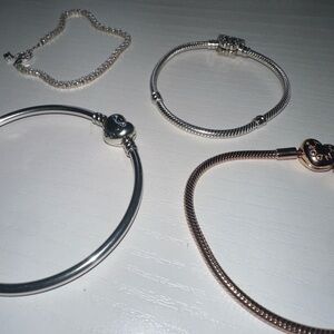 Pandora Silver and Rose Gold Heart Bracelets Set
